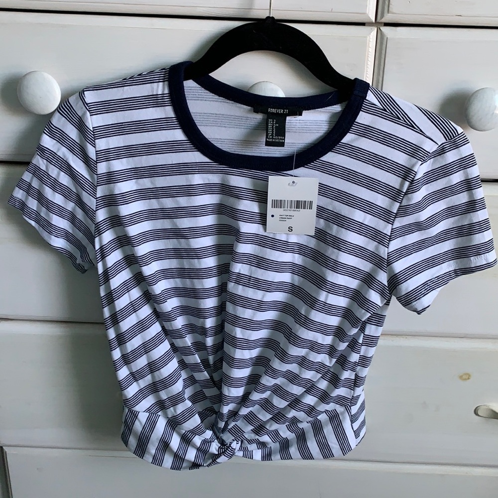 Striped Twist Front Crop Top